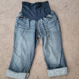 Indigo Blue Maternity Cropped Cuffed Jeans Denim XL